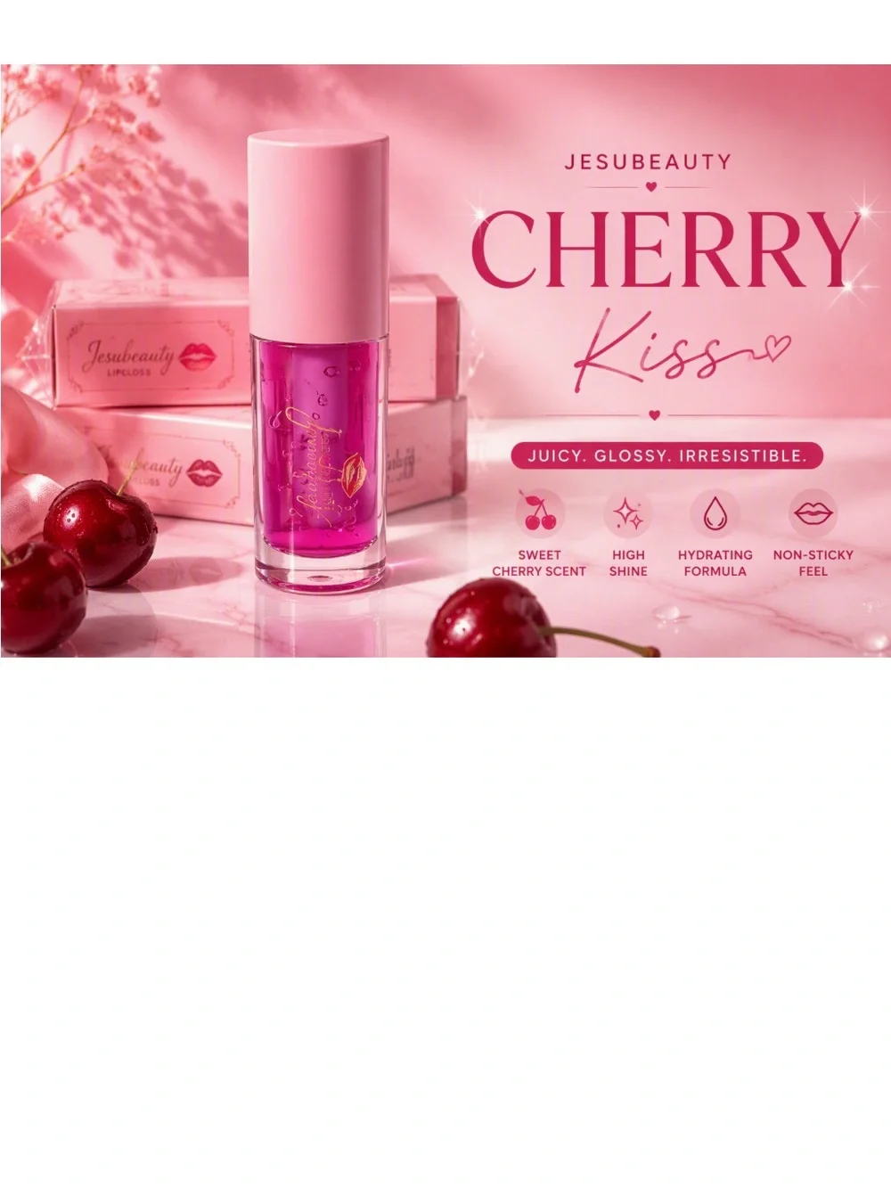 Jesubeauty Cherry Kiss Hydrating Lip Gloss — Pink